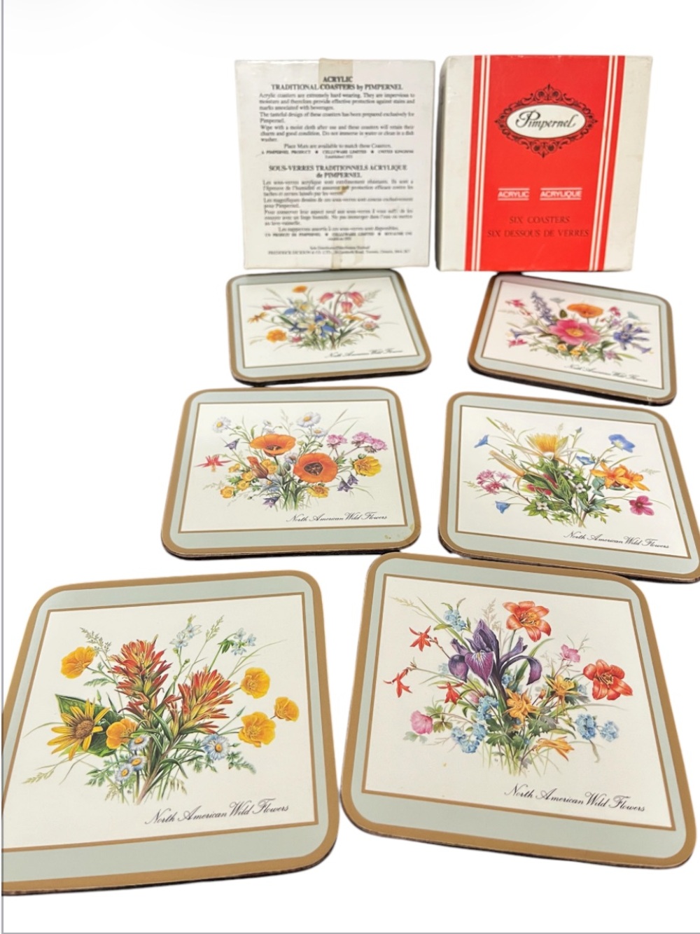 Vintage Pimpernel North American Wild Flowers Coasters - Set of Six